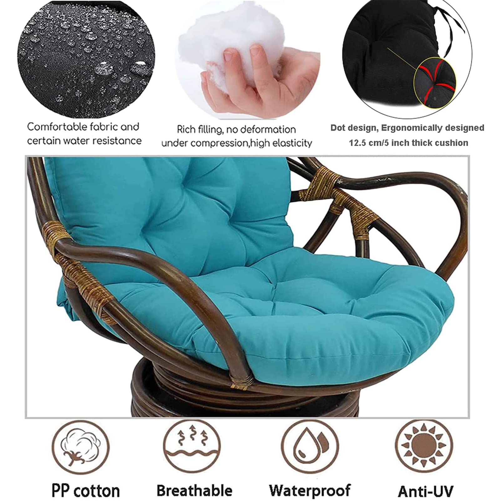 Cojines de repuesto para silla mecedora, cojín lavable y resistente para silla giratoria de jardín, cojín para sofá, tatami, alfombra para sillón reclinable, mecedora, silla de ratán