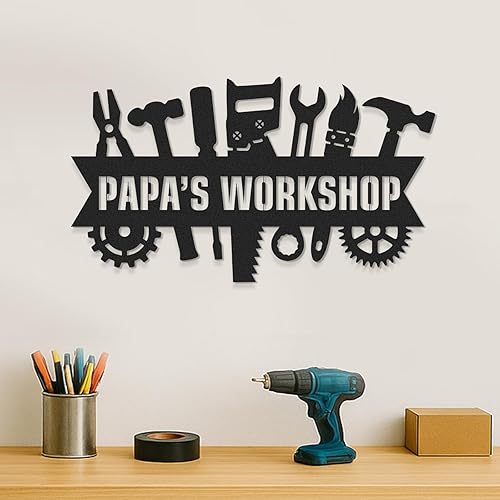Miniatura 11 de Letreros de garaje personalizados para hombres, letrero de taller de papás, letrero personalizado de metal para exteriores, decoración de cueva de