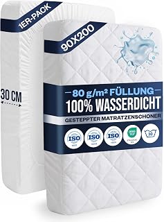 FORMEYA Steppung Matratzenschoner 90x200 Mikrofaser | wasserdichte Matratzenauflage mit Nässeschutz, Oeko-TEX Matratzenschutz, Waschbar, Weich, Atmungsaktiv, Mattress Protector Weiß