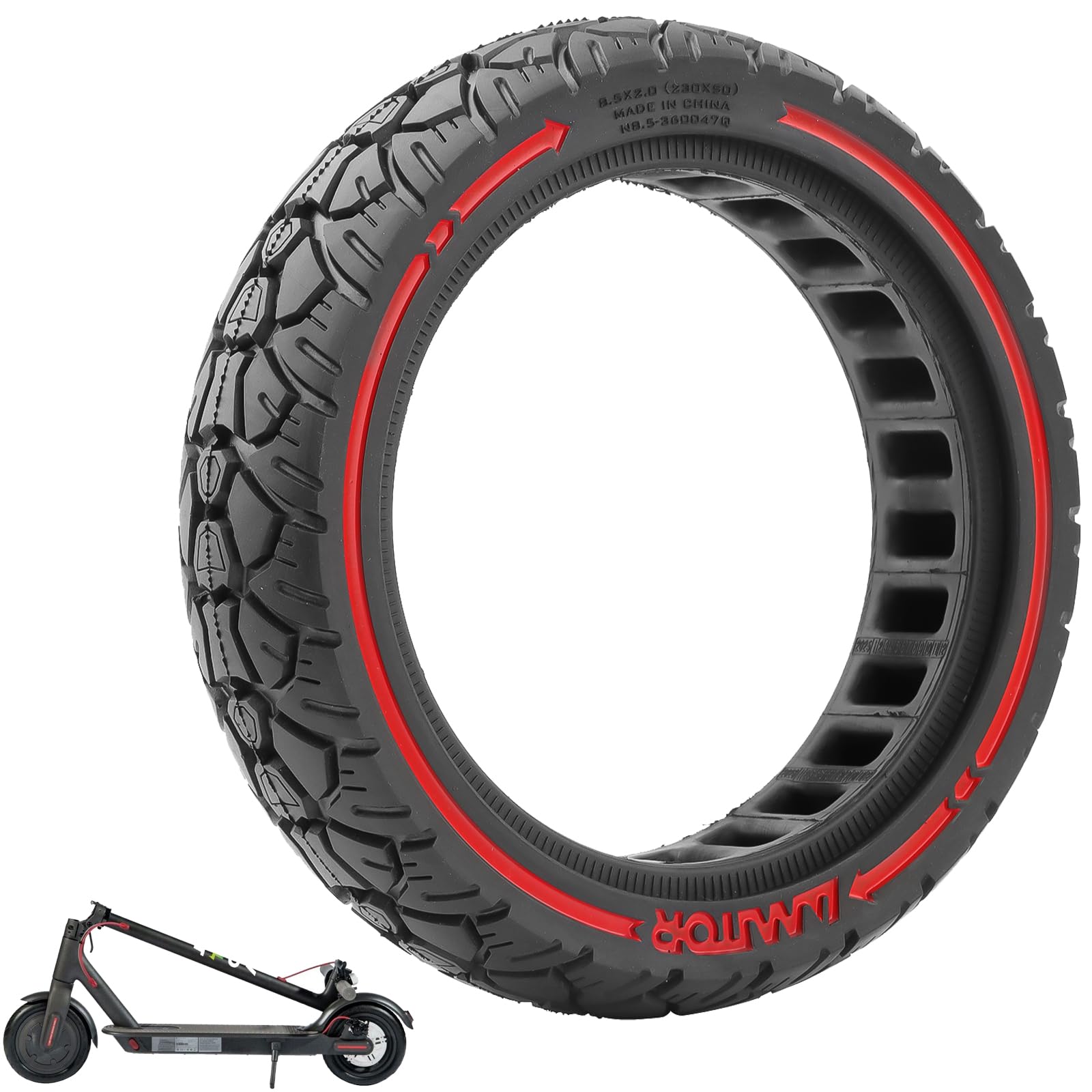 8,5 × 2,0 (230 × 50) Neumáticos de Goma Maciza, 8 2/1 x 2,0, de 8,5 Pulgadas Para Xiaomi M365 1S, Pro/Gotrax XR - Sólidos Antideslizantes de Repuesto