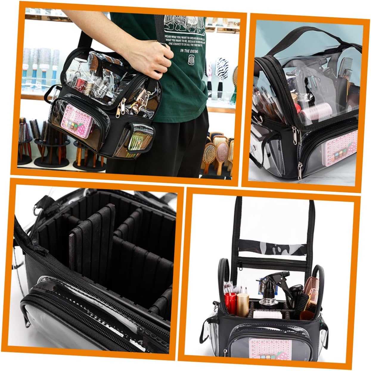 Hair Styling Tools Organizer Large Makeup Bag for Hairdressers Lightweight Tool Bag Zipper Closure for Combs Clips and Barber Supplies Transparent Design for Easy Access