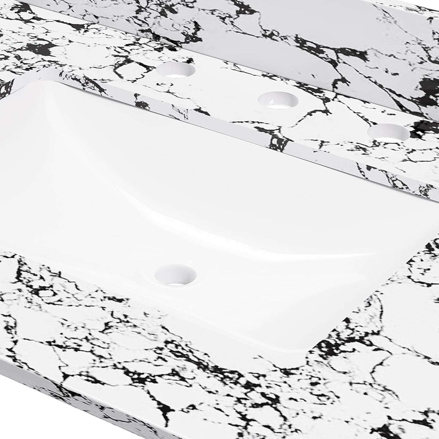 31x22 Marble Bathroom Vanity Top with Sink, Vanity Top with Sink with Pre-drilled Holes and 4" Backsplash, Perfect for Home & Rental Properties Excluding Cabinets