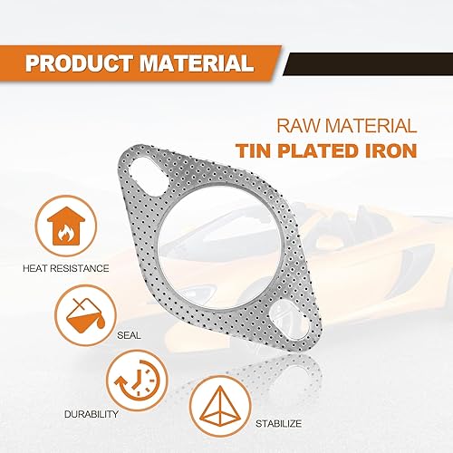 Miniatura 3 de 2 unids junta de colector de escape estándar 2.5 "2-Bolt Junta de brida de escape de reemplazo de la junta de escape del coche Accesorios de coche