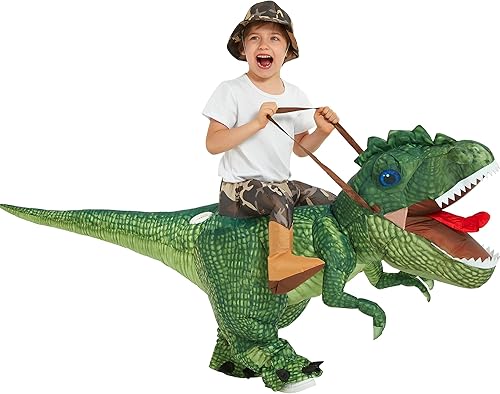 Miniatura 5 de One Casa - Disfraz inflable de dinosaurio para montar en T-Rex divertido disfraz de Halloween para niños