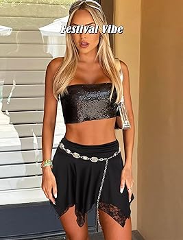 Amazon.com: TZLDN Women's Ruffle Lace Mini Skirt High Waisted Y2k