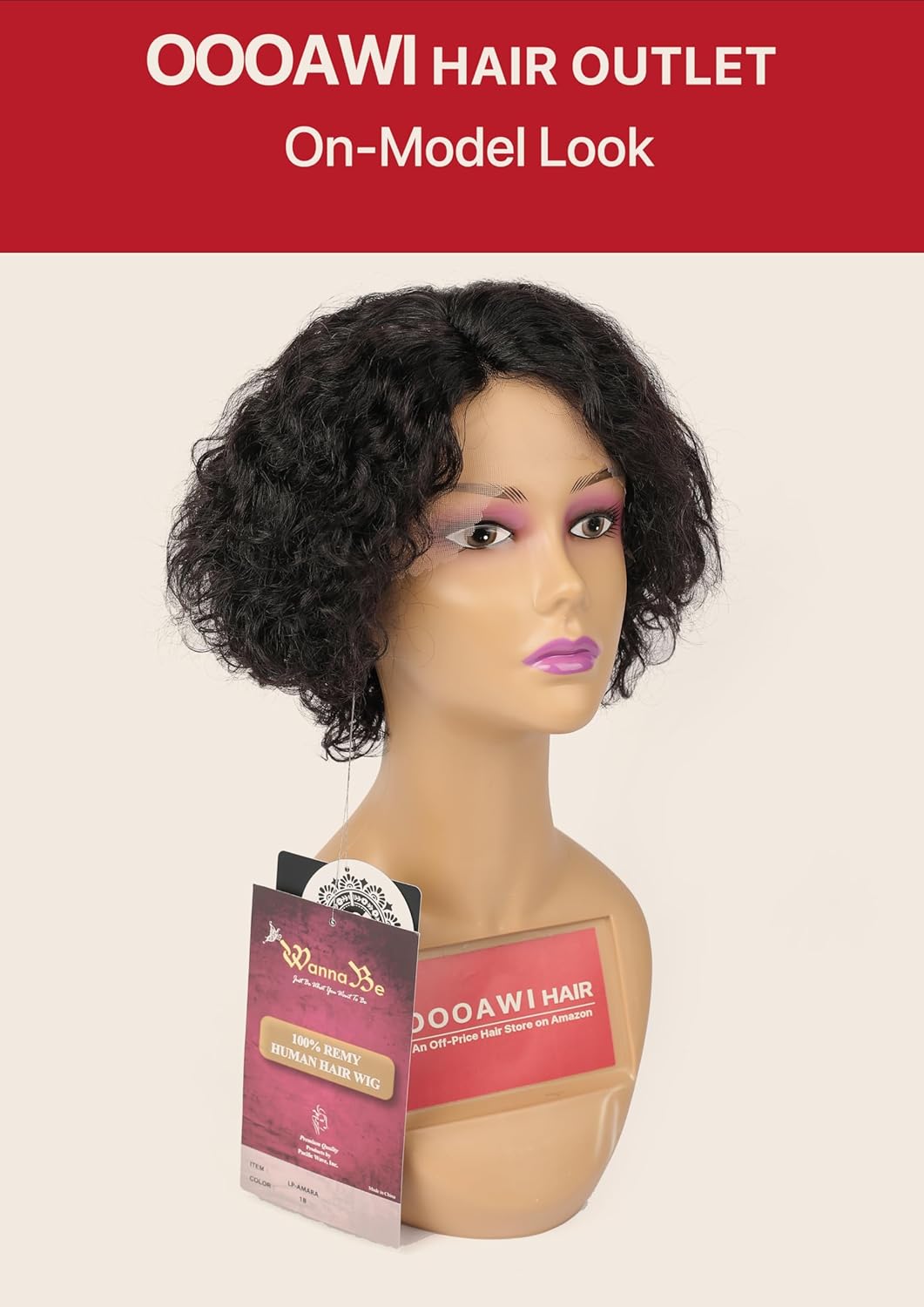 Hair Outlet, 100% Remy Human Hair Wig, Short Curly, 100% Virgin Human Hair, Limited Supply Only, Always Over 40%-Off, Compensation If You’Re Not Winning! #1B Color