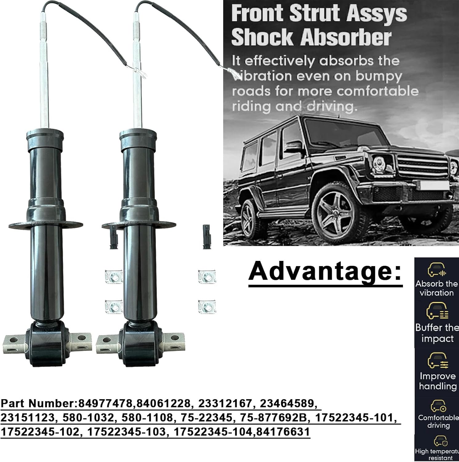 Pair 84176631 Front Shock Absorber Struts Assembly for 2015-2020 Cadillac Escalade Tahoe Suburban Silverado GMC Sierra 1500 Yukon XL w/Magnetic,Replace# 84977478,23312167/84061228