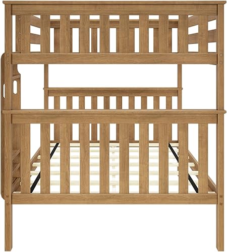 Miniatura 83 de Max & Lily - Litera de tamaño individual sobre matrimonial con escalera, base de cama de madera maciza para niños, barandillas de seguridad de 14