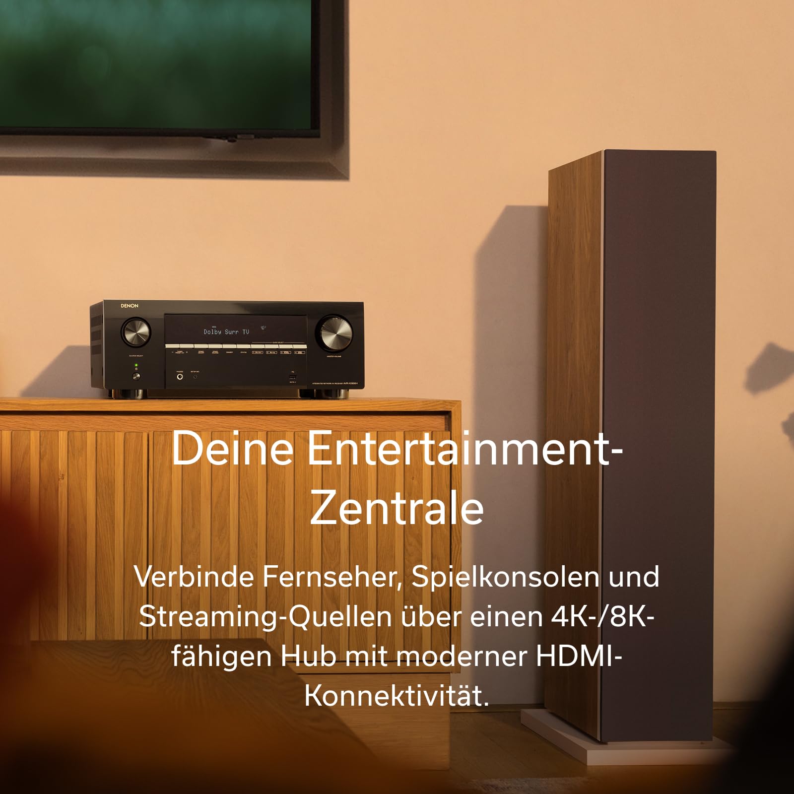 Denon AVR-X2900H DAB 7.2-Kanal AV-Receiver, HiFi Verstärker mit Dolby Atmos, DTS:X, 6X HDMI 2.1 (8K) Eingängen und 2 Ausgängen, Bluetooth, DAB+, WLAN, AirPlay 2, HEOS Multiroom