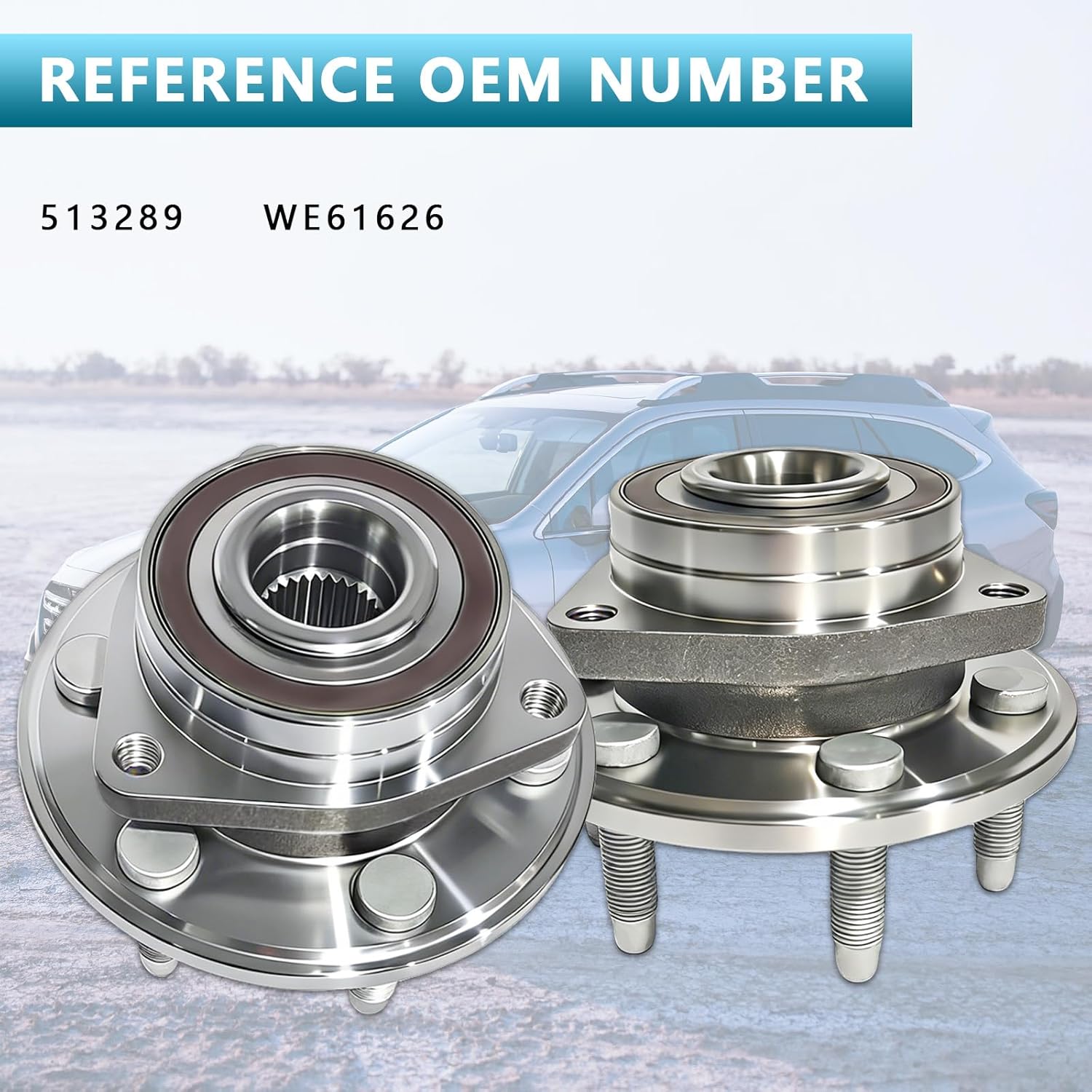 513289 Front/Rear Wheel Bearing and Hub Assembly Compatible with Cadillac SRX 2010 2011 2012 2013 2014 2015 2016, SAAB 9-4X 2011 w ABS - Image 4