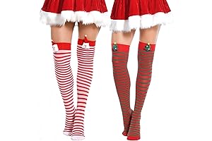 Christmas Over the Knee Striped Socks