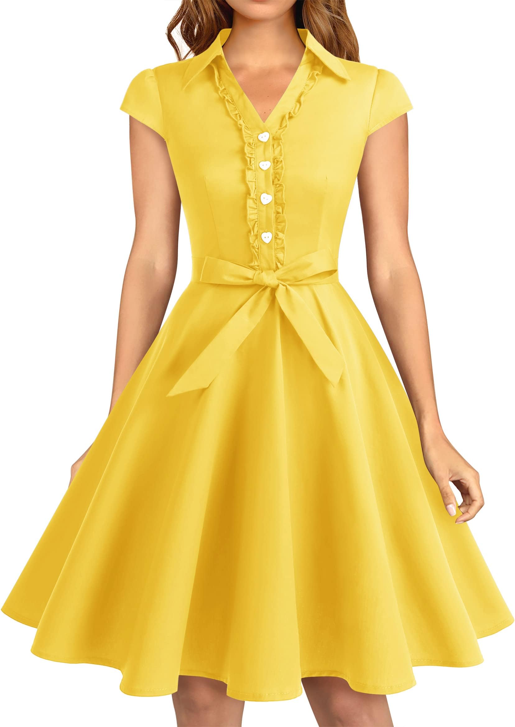 Wedtrend Women's 1950s Retro Rockabilly Dress Cap Sleeve Vintage Swing Dress