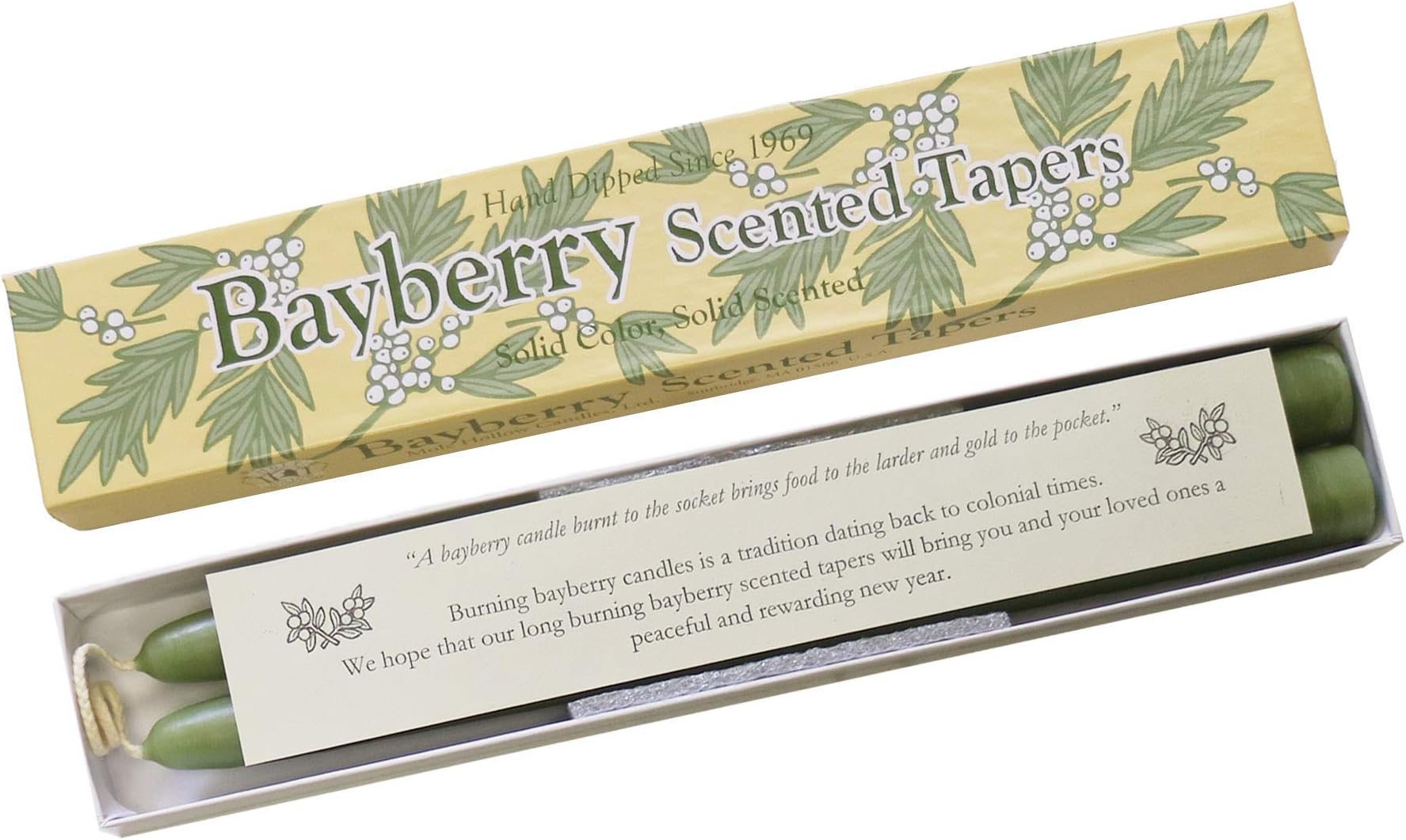Mole Hollow 10-Inch Bayberry Scented Taper Candles - with Bayberry Candle Legend!