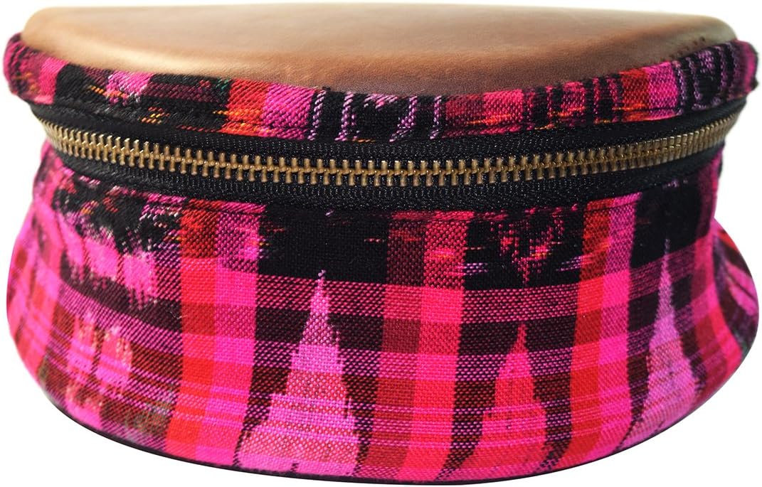 🛒 Flash Sale Headphone Case by Santa Playa, Portable Carry Storage Bag in Native Típico Design w/Leather Accents Offering Protection & Style :: Tropical Fuchsia