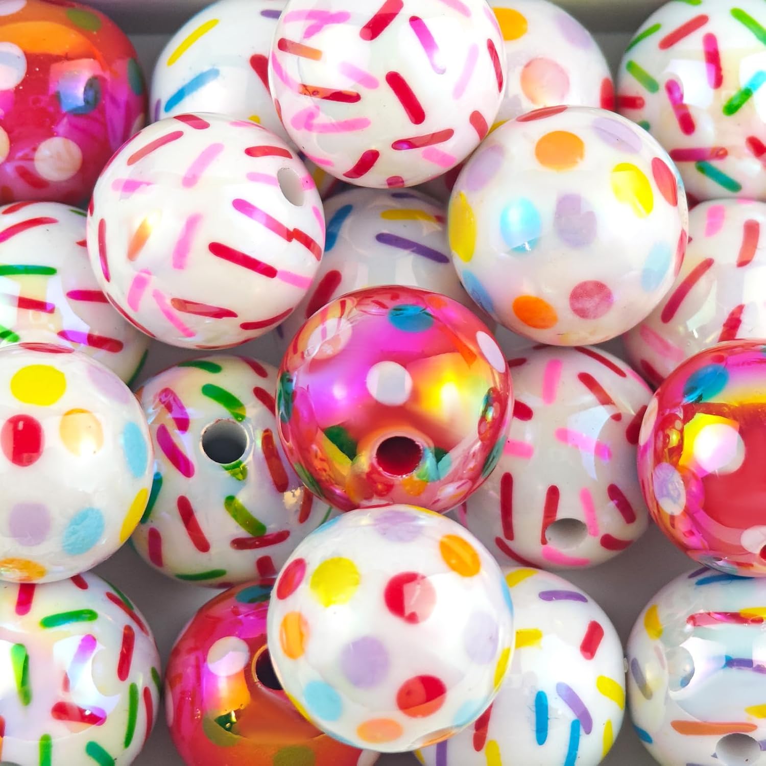 20pcs Colored Ribbon Beads for Pens Fancy Focal Beads for Beadable Pens Beadable Keychains Making