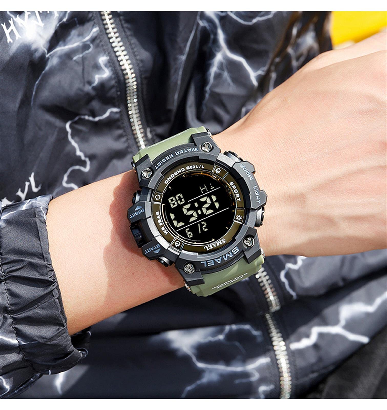Montre De Sport Electronique Digitale Étanche pour Homme Militaire Montres De Sport Extérieur Multifonction Chronographe À Quartz Numérique