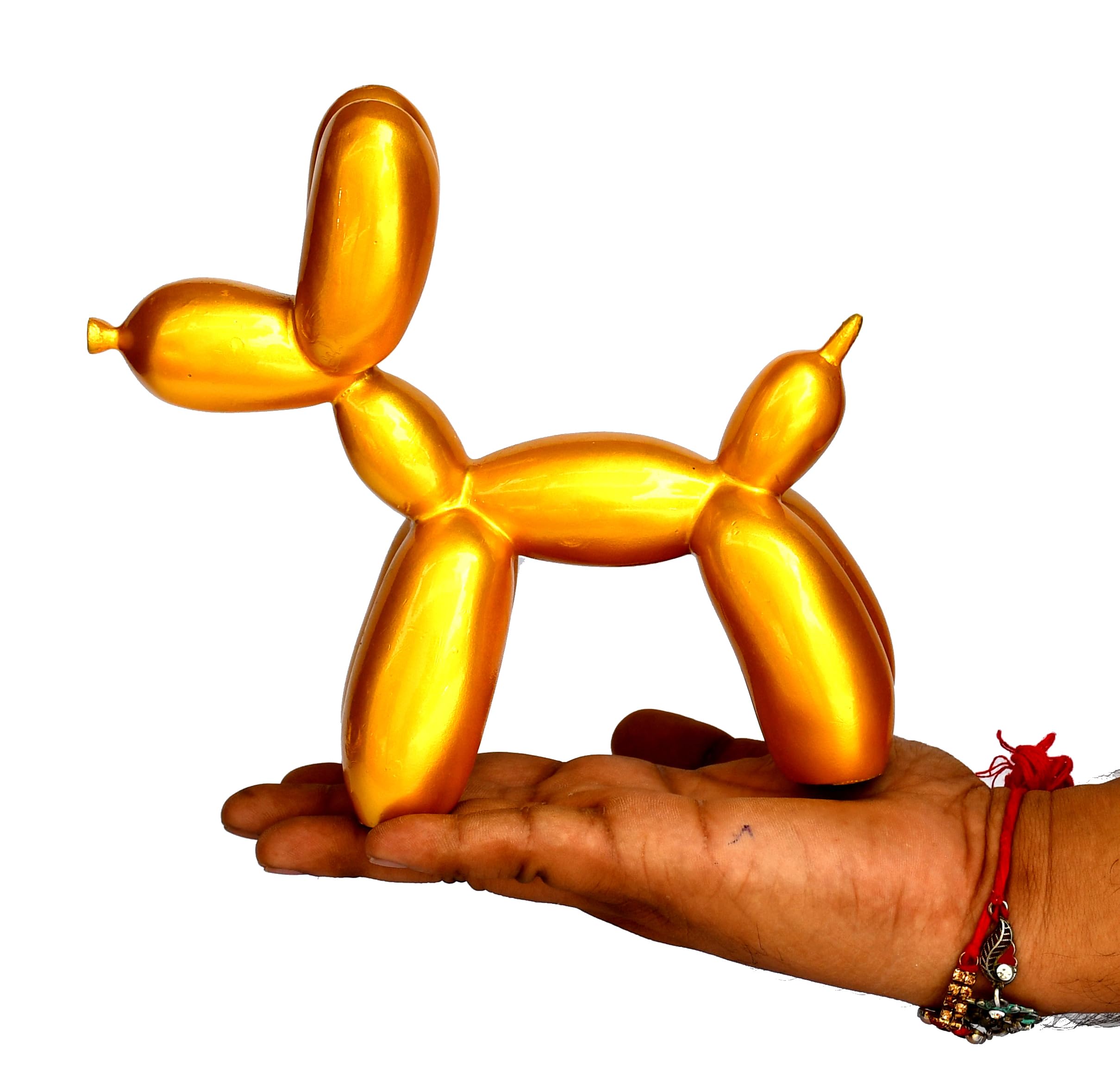 ESPLANADE Żywiczny balon sztuka prezentacja psa statuetka dekoracyjna figurka, artykuły do dekoracji wnętrz do salonu, nowoczesny wystrój, złoto-żółty 19 cm