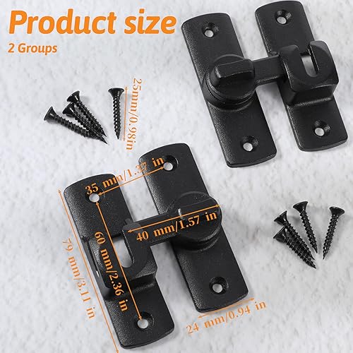 Miniatura 2 de 2 cerraduras de puerta de granero mejoradas, cierre de puertas abatibles de 90180 grados, cerradura de puerta corredera para granero, jardín, baño,