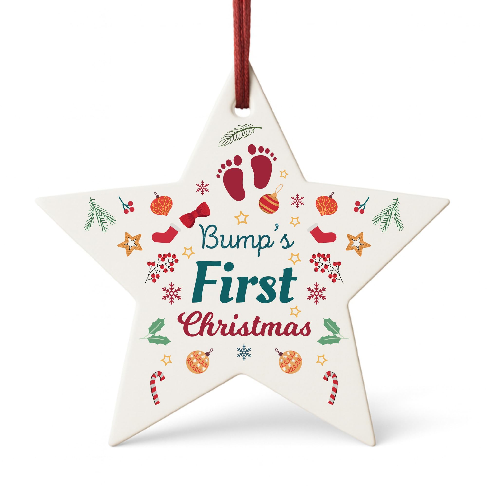 Red Ocean Bumps First Christmas Acrylic Star First Christmas Decoration For Bump New Mummy And Daddy For Keepsake
