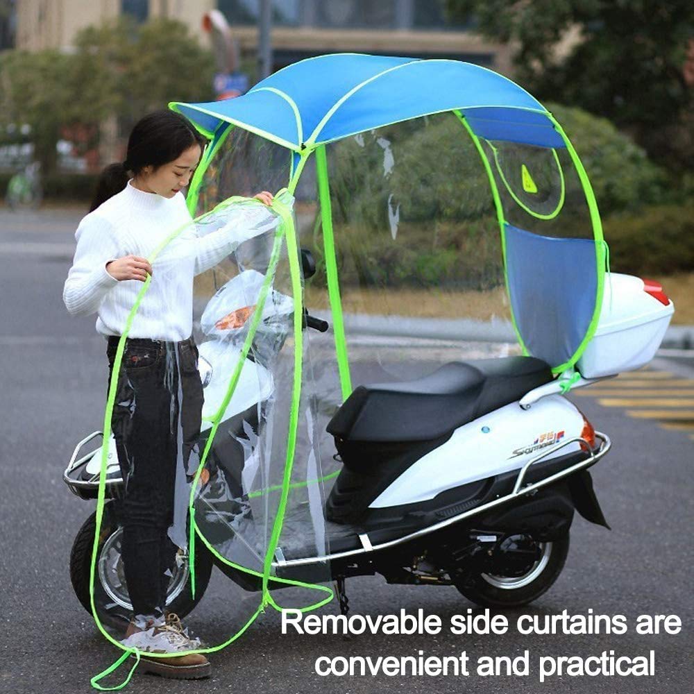 Paraguas Canopy de Motocicleta Funda Protectora contra la Lluvia for Motocicleta, Universal for Moto, Scooter y Bicicleta.(Blue)