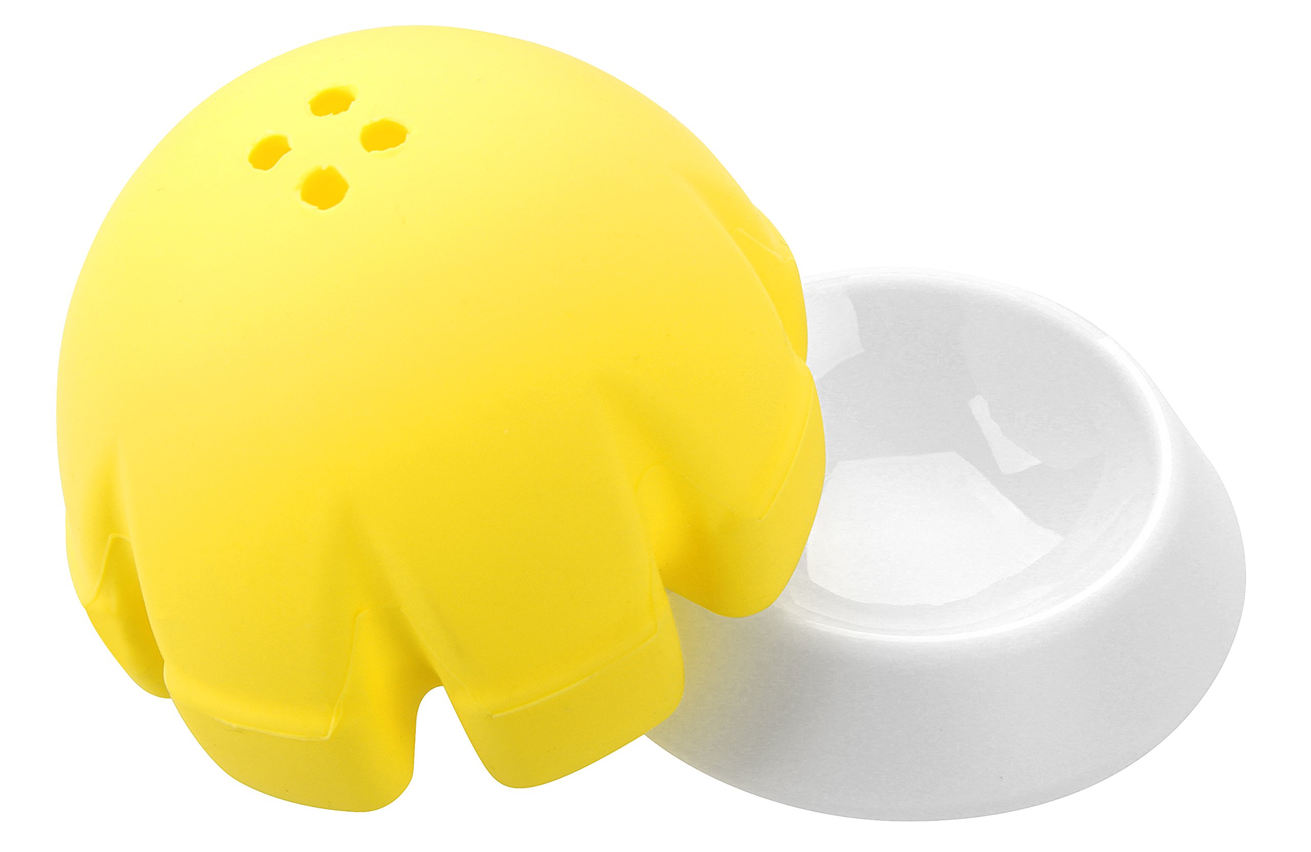 Fackelmann Spremiagrumi In Silicone Con Supporto Per Limoni – Strettoio Manuale Giallo/Bianco, Lavabile In Lavastoviglie, 6x5.5x6 Cm