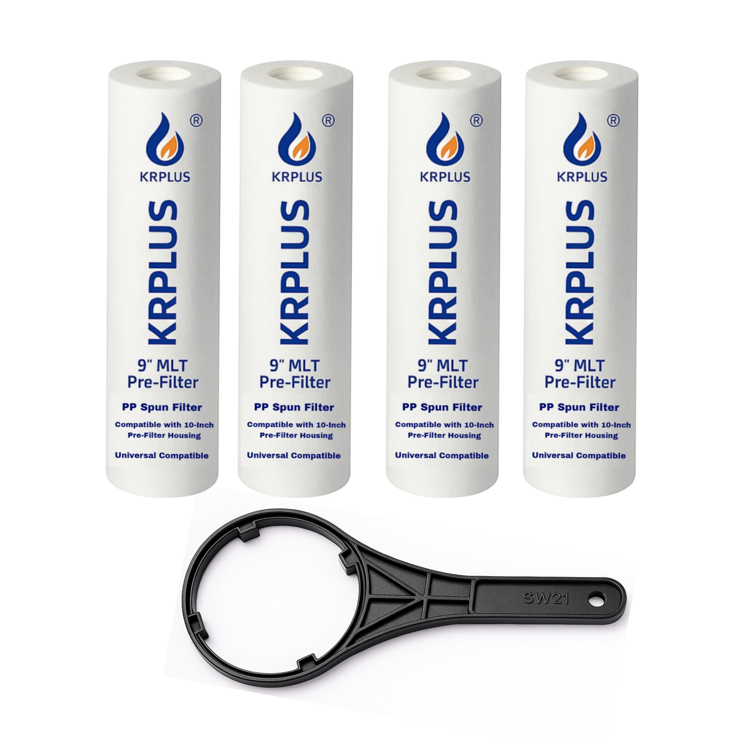 KRPLUS Pack of 4 Premium PP Spun Filter Candles with Spanner – 10 Inch, 5 Micron Replacement Cartridge for RO Water Purifiers, Universal Fit-image-10
