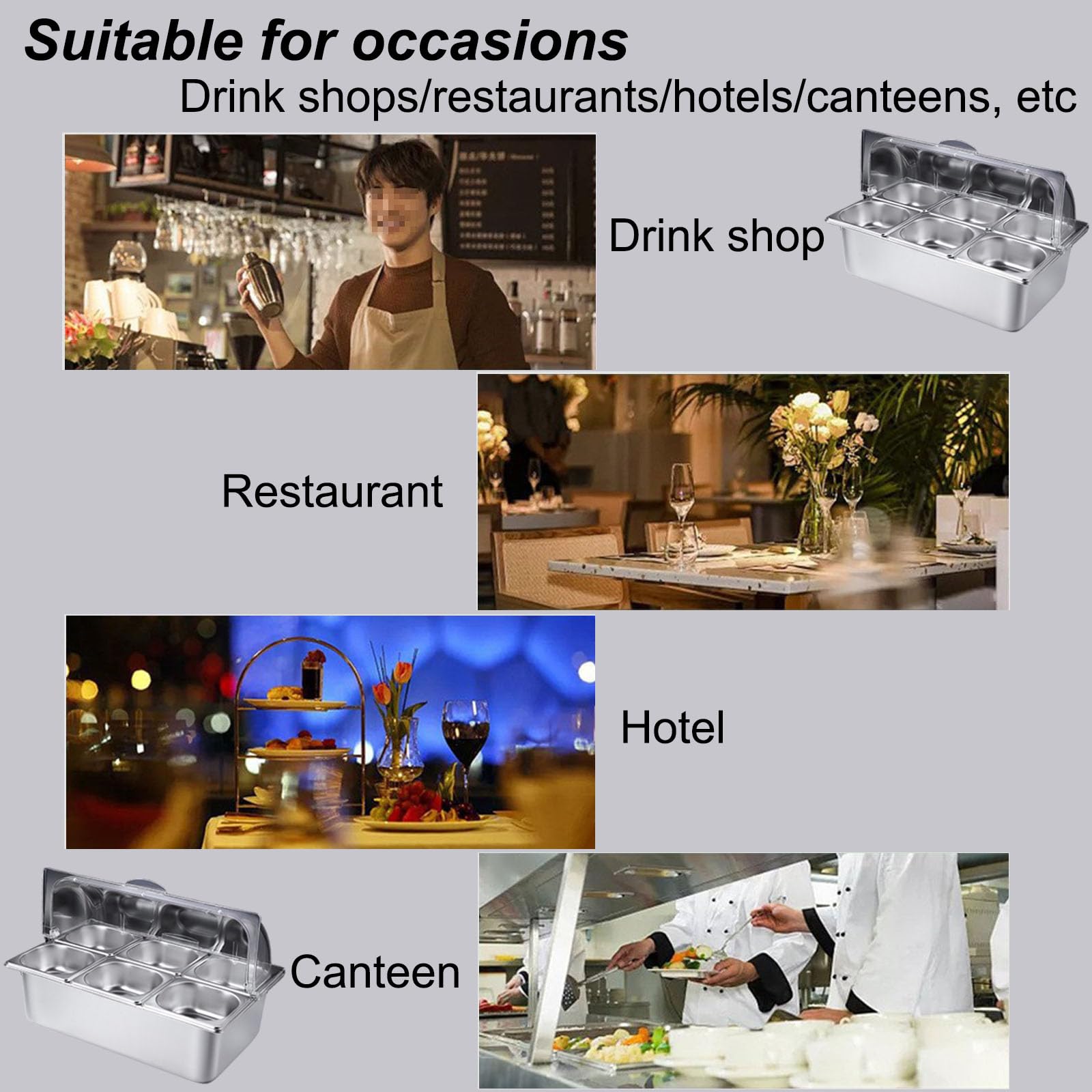 Thermobox, 2 Behälter, Warmbox, mit abnehmbarem Deckel, geeignet für Restaurants, Hotels, Partys, Buffets (Größe: B)