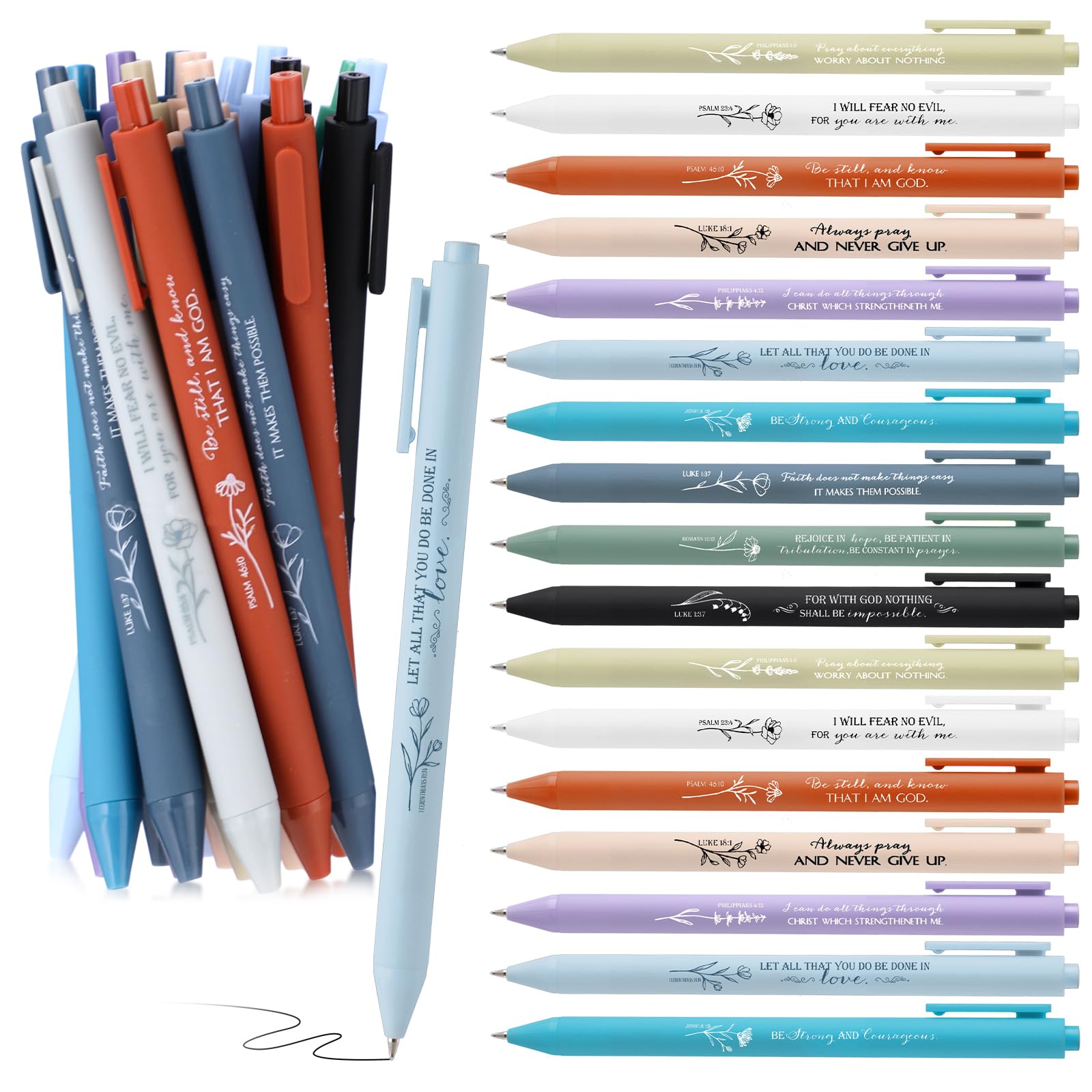 Sayglossy 50 Pcs Valentines Day Easter Religious Christian Church Gifts Inspirational Scripture Bible Verses Ballpoint Pens Bulk for Women Men