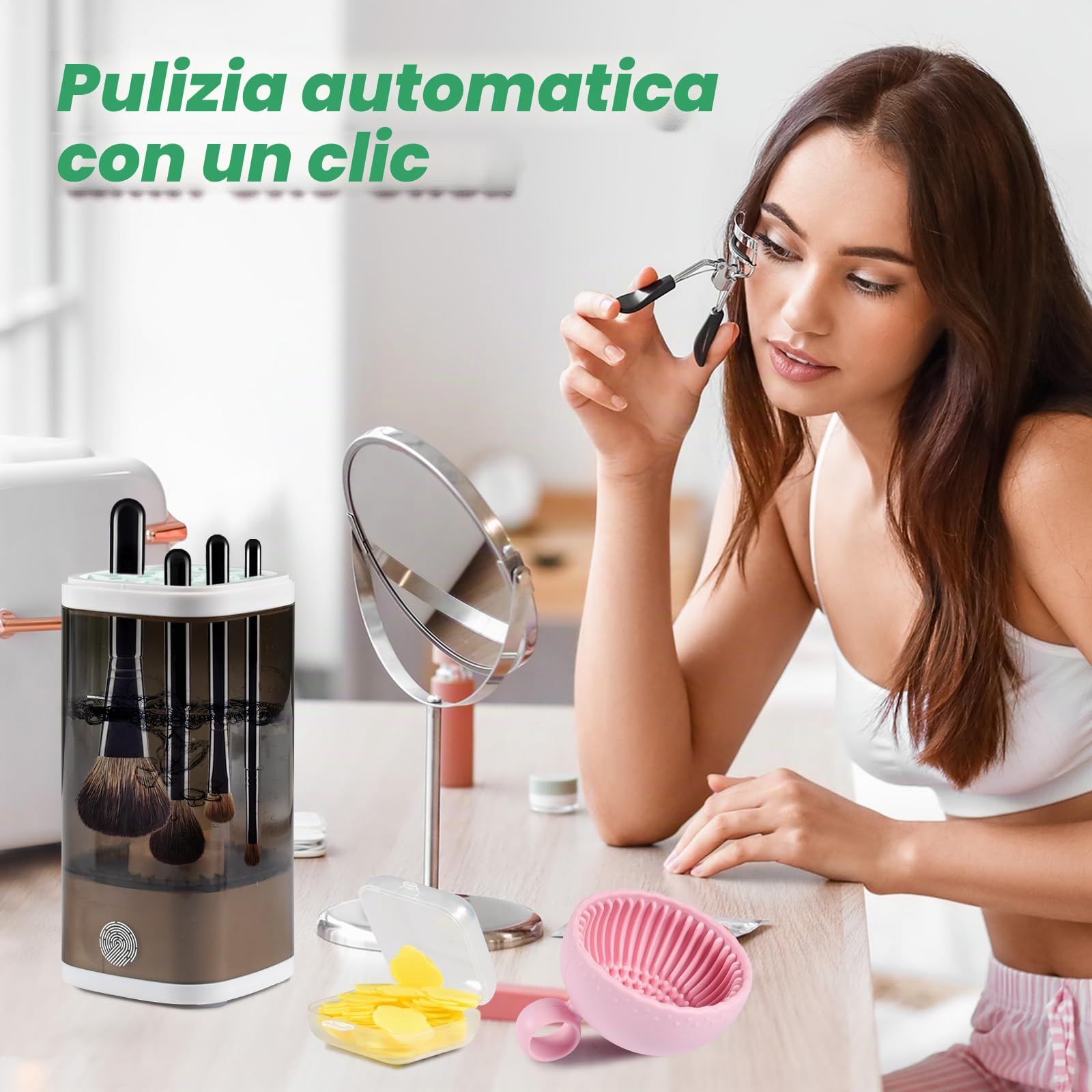 Funmo Detergente per pennelli da trucco, detergente per trucco, dispositivo per la pulizia dei pennelli, dispositivo di pulizia automatico USB, strumento per la pulizia di tutti i formati