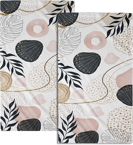 Juego de 2 toallas de mano bohemias modernas, geométricas, absorbentes, suaves, decorativas, para gimnasio, hotel, baño, cocina