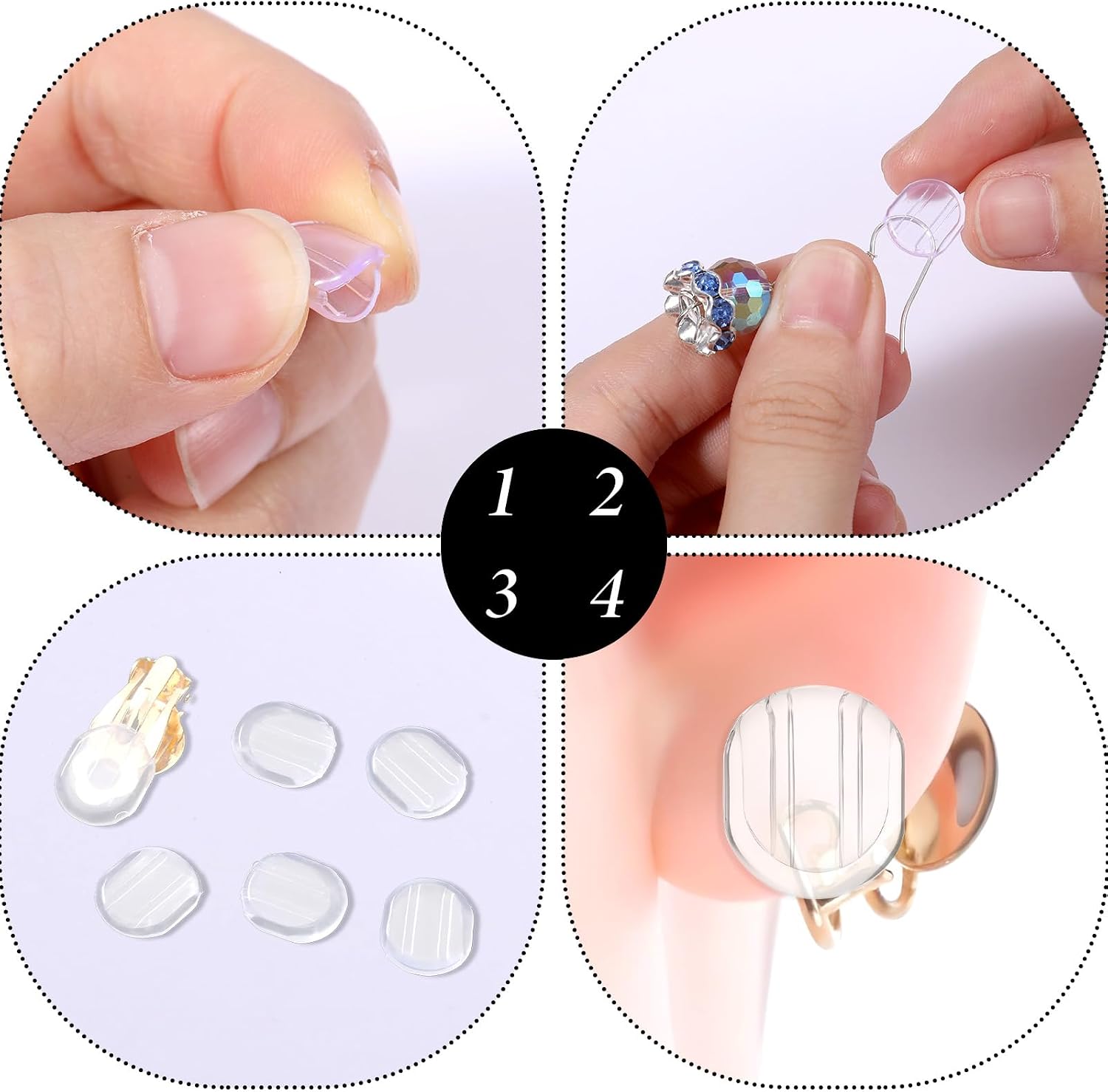 100 Pieces Earring Pads Silicone for Clip on Earrings Clear Silicone Clip-on Earring Backs Comfort Clip-On Earrings Cushions,Clear