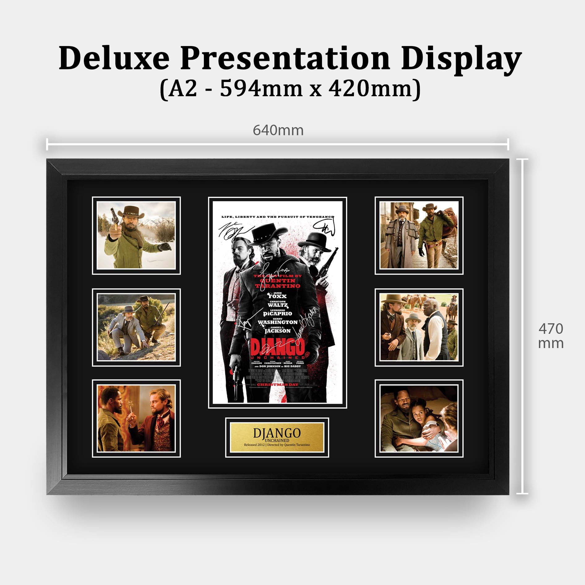 HWC Trading Django Jamie Foxx Regali Stampato Poster Firmato Autografo Immagine Per Film Memorabilia Tifosi - A2 Incorniciato (ID-006458)