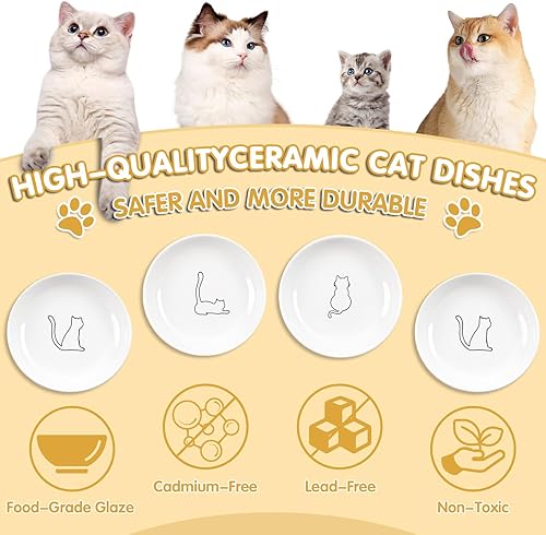 Miniatura 5 de 6 Pack Cat Food Bowl, Ceramic Cat Bowls, Anti Whisker Fatigue Cats Bowl Set,5.5 Inches Shallow Wide Kitten Plates for Food and Water