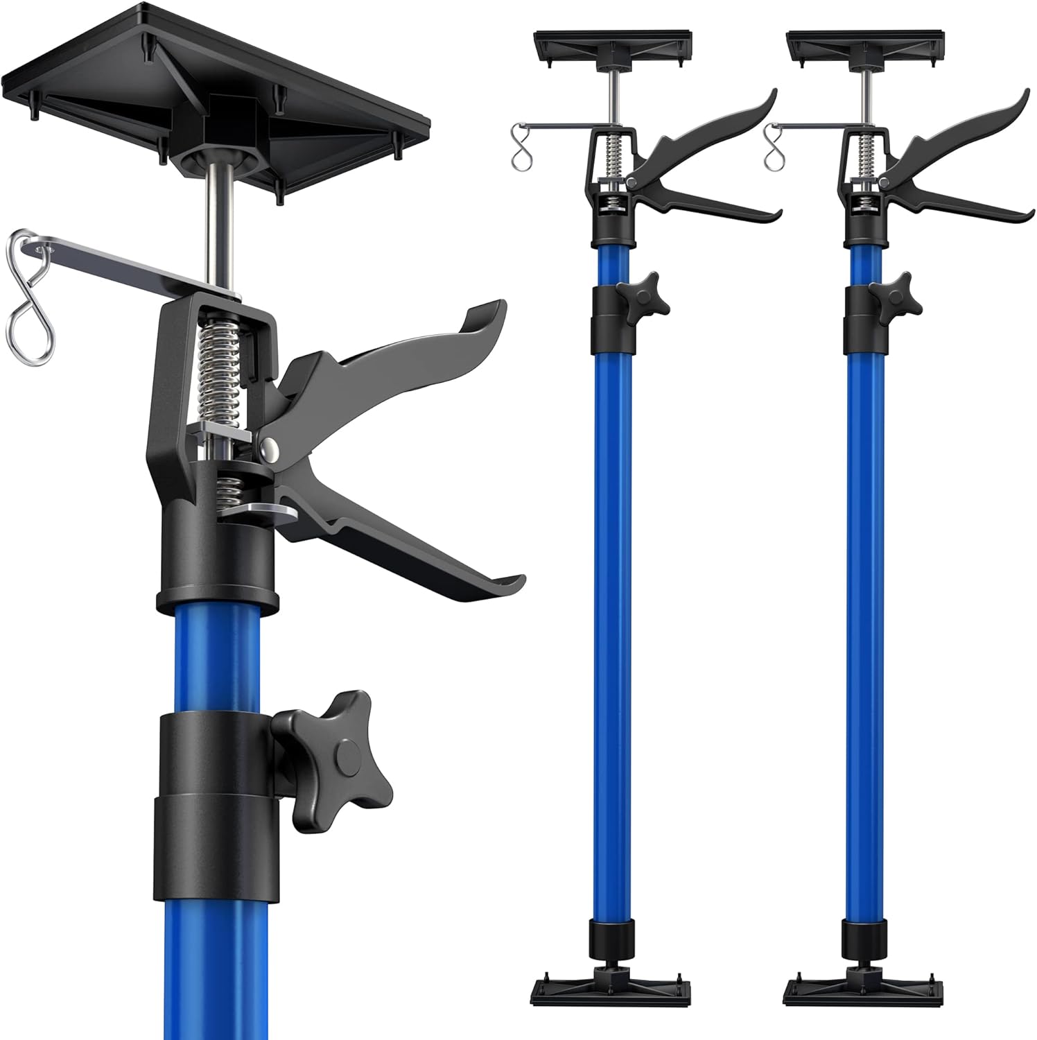 Merchy Hero Cabinet Jack Support Pole – 2Pcs Set Multifunctional Extension Pole Third Hand Tool with Adjustable Length – Non-Slip Pads and Comfortable Foam Grip Telescopic Pole – Rotating Head - - 