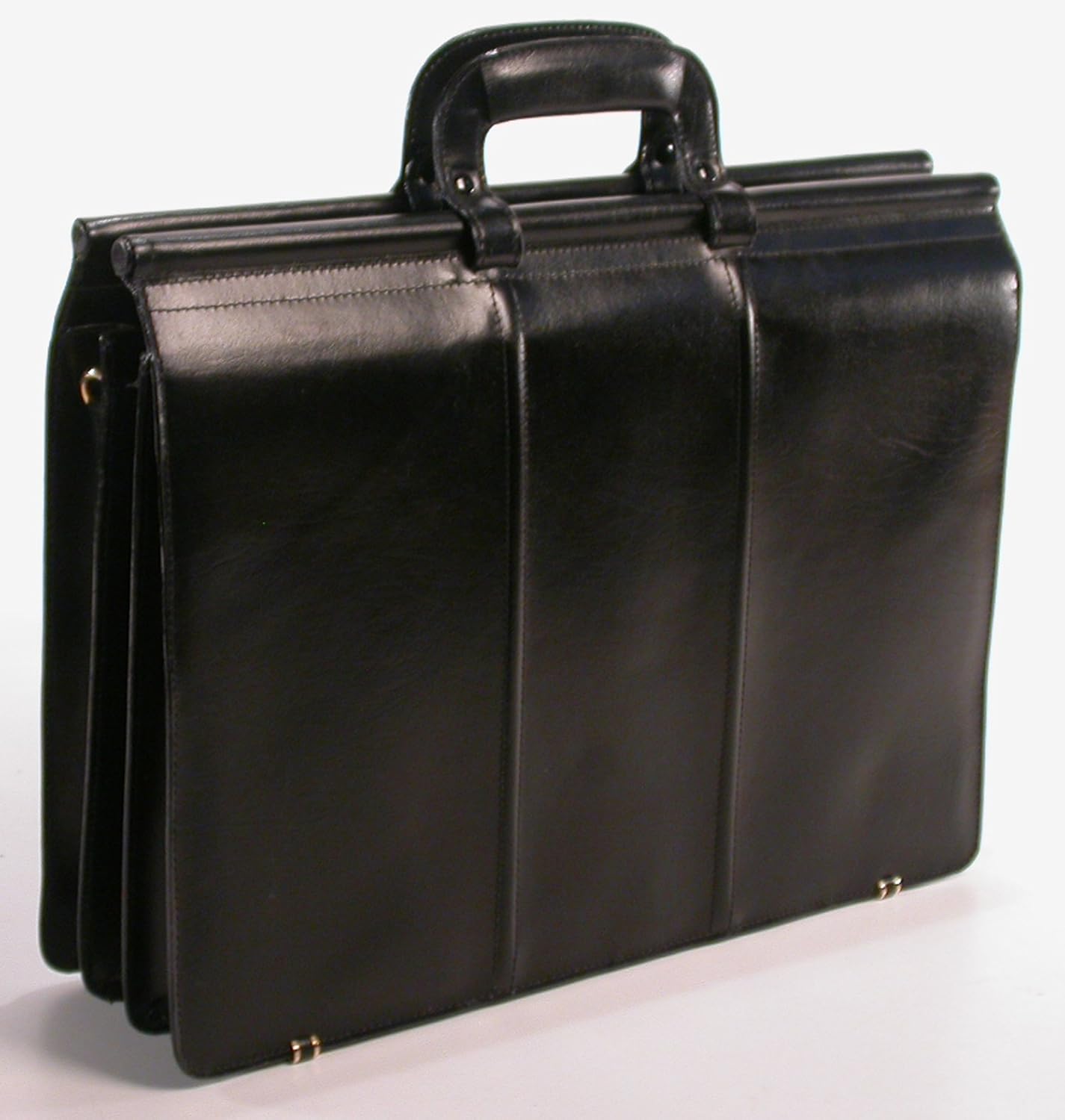 Black Exec Leather Removable Shoulder Strap Briefcase