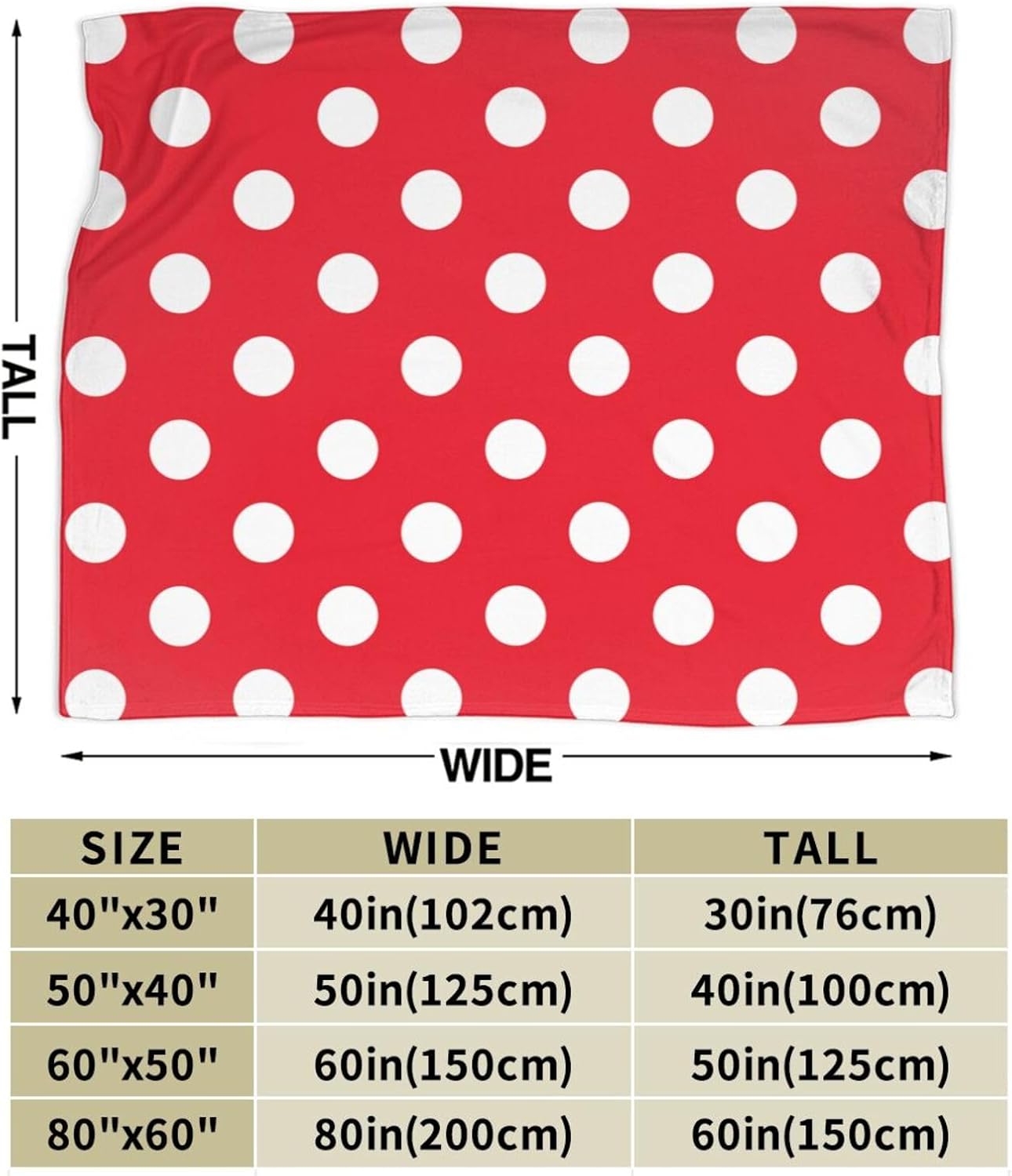 Red White Polka Dot Blanket Soft Lightweight Throw Blankets Cozy Flannel Bed Throws for Sofa Couch Travel Home Room Bedroom Decor Gifts for Women Men Kids 60"x50"