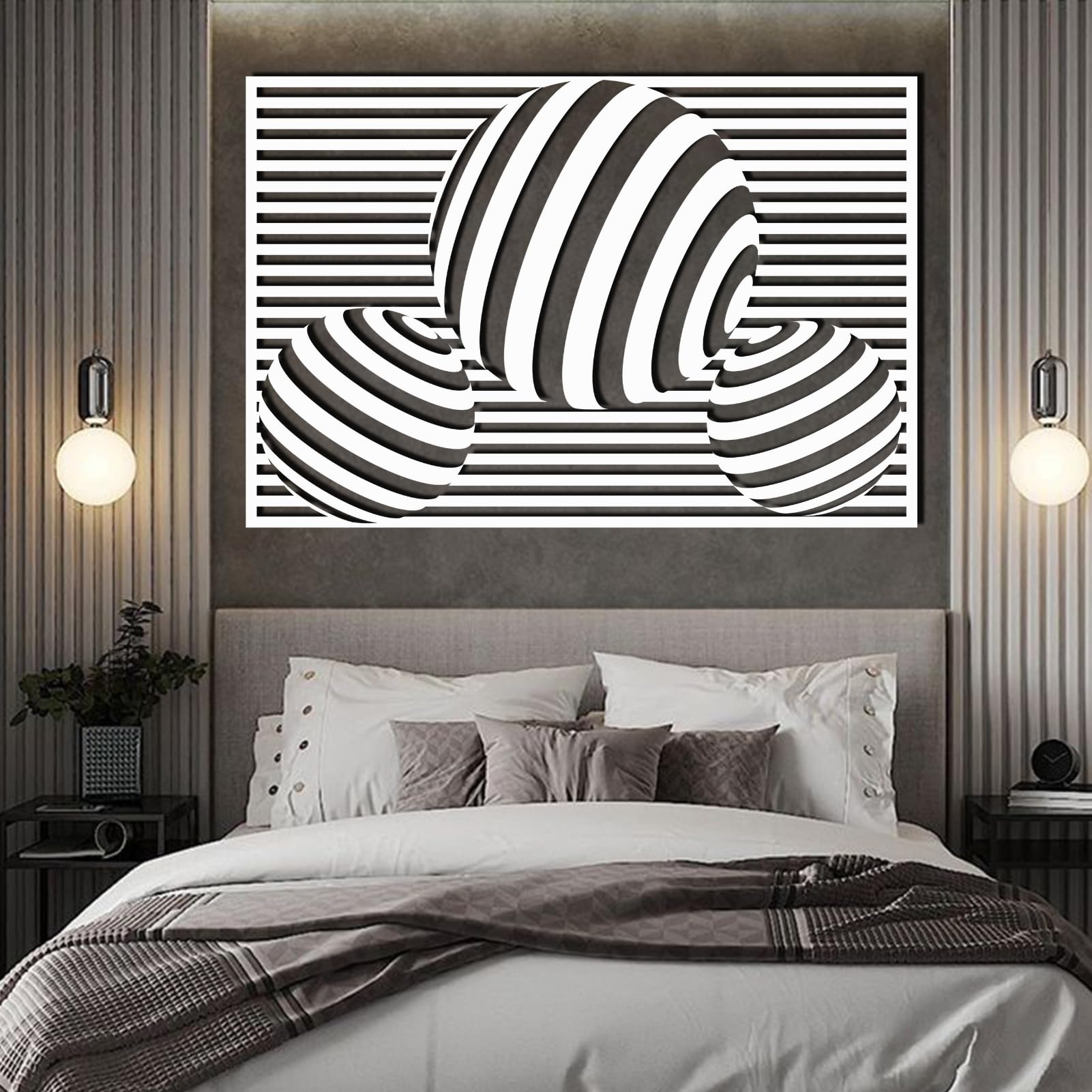 Metalowa, czarna, iluzoryczna spiralna sztuka ścienna, metalowa, geometryczna, abstrakcyjna dekoracja ścienna do domu, iluzoryczna spiralna sztuka dekoracyjna, nowoczesna rzeźba do salonu, p
