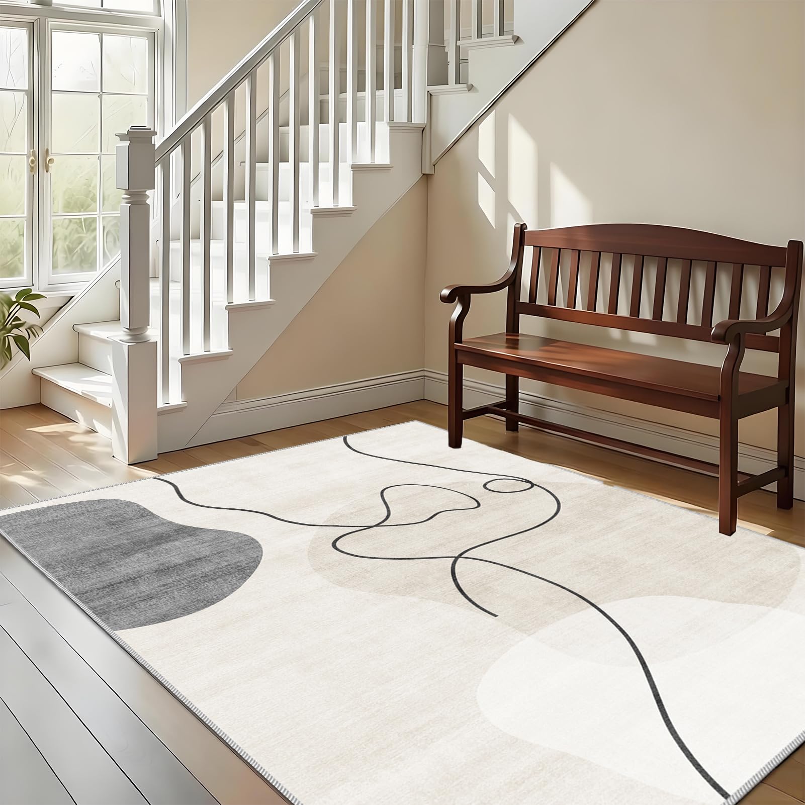 Dywan do salonu w stylu vintage, 90 x 150 cm dywaniki do sypialni, salonu, sypialni, kuchni, jadalni, duży dywan z krótkim włosiem, dywan do jadalni, antypoślizgowy zmywalny dywanik kuchenny