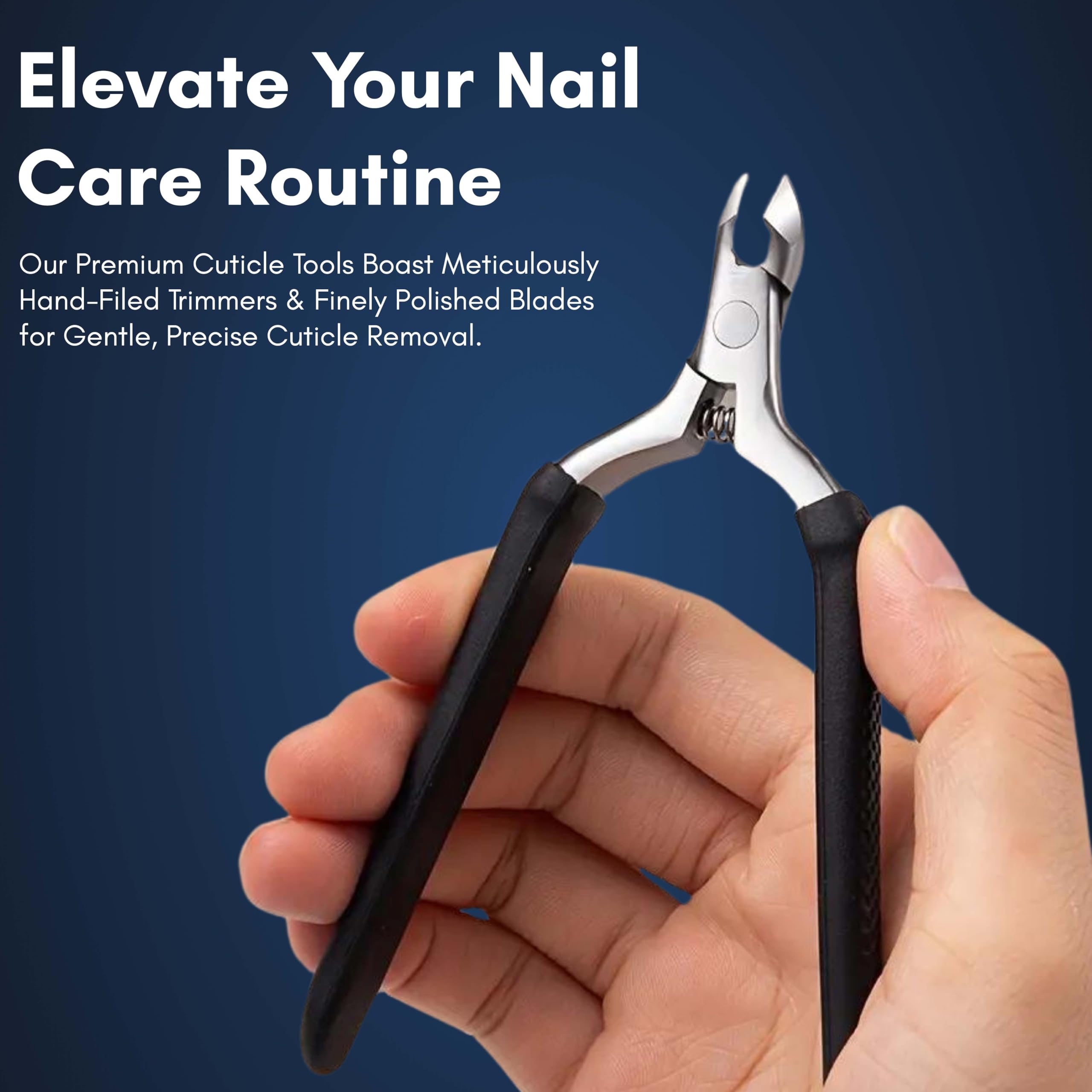 Beauté Secrets Cuticle Trimmer, Pusher, Cutter, Nippers and Remover - Pedicure Tools With Silicone Handle, Black - Image 7 thumbnail