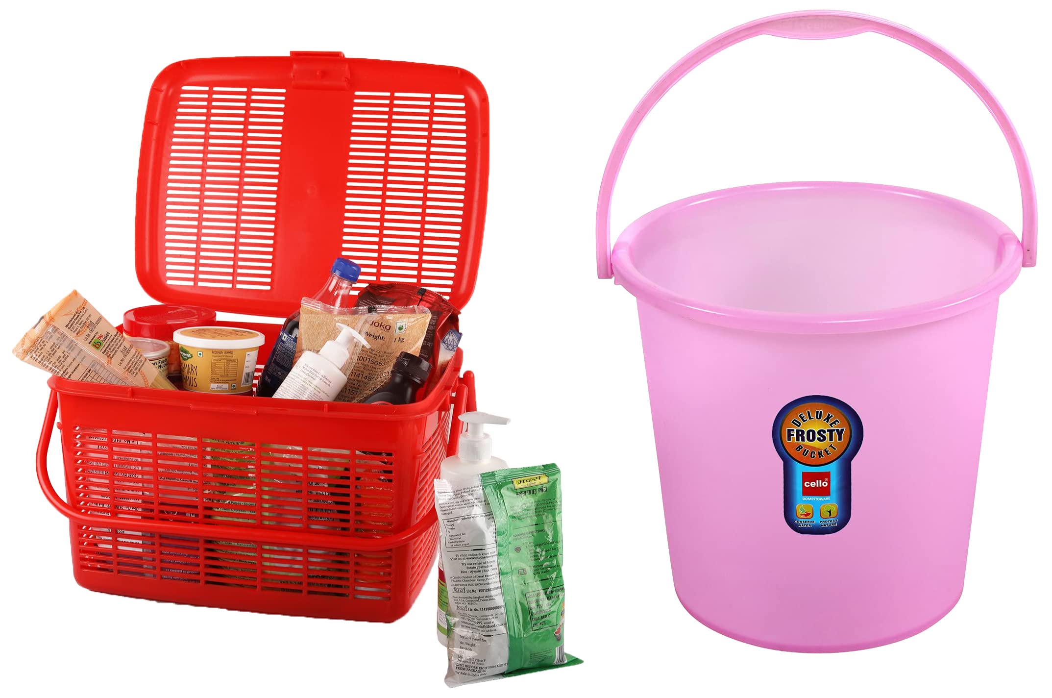 Cello Multimate Jumbo Plastic Utility Basket, Red & Plastic Frosty Bucket Delux, Pink, 18 Litre (B0BB62YG35) Amazon Price History, Amazon Price Tracker