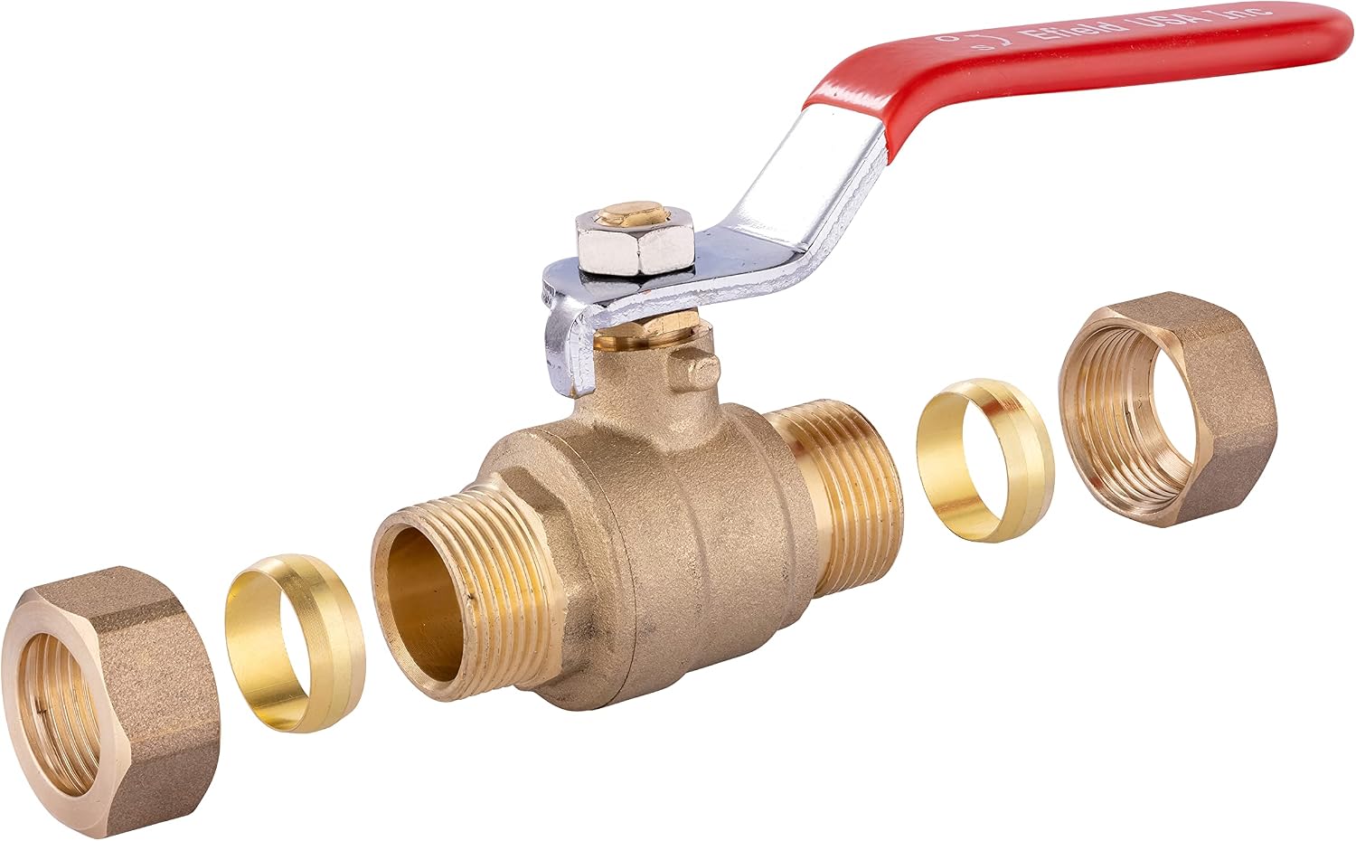 1PC 1/2 Inch Compression Brass Ball Valve,Red Level | Full Port Shutoff Ball Valve,Heavy Duty-VALVE114(1)