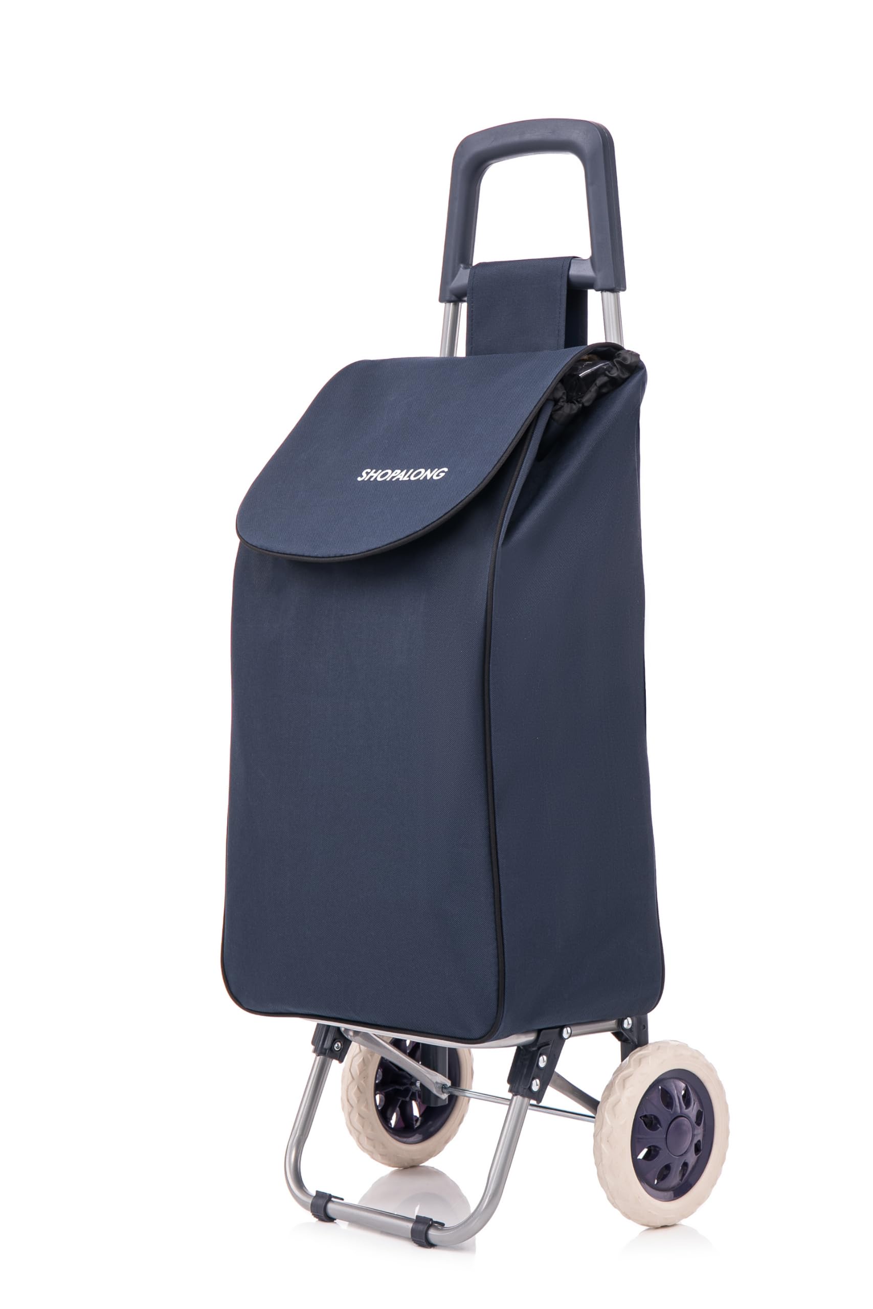 Large Lightweight Shopping Trolley, Hard Wearing With Wheels Foldable Rolling Push Trolly, Grocery Cart Bag Flat-Pack Easy Storage 1.28kg 37Litre