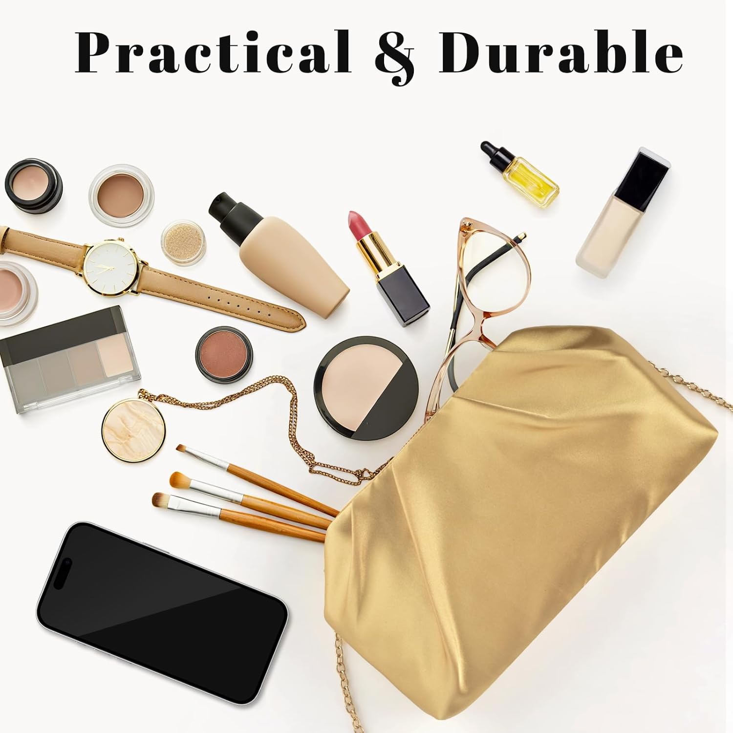 ERKOON Clutch Purse for Women Elegant Pleated Evening Bag Crossbody Shoulder Handbag Envelope Bag with 2 Detachable Chain - Image 6