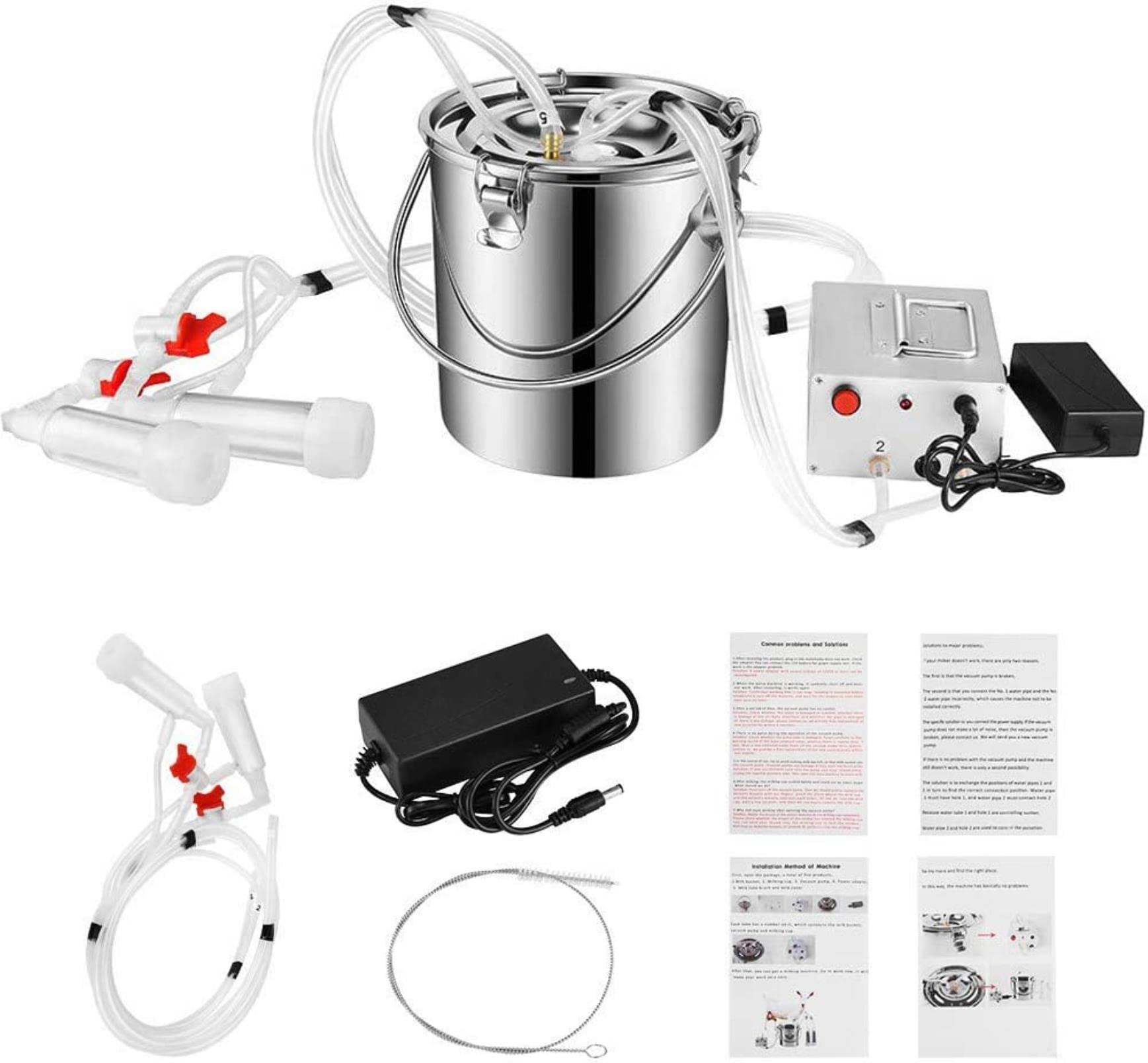 Sjdopulse Forgoats 14L Electric Milking Machine Goat Milker Goat Milker Machine Sheep Milker For Sheep/Goat/Cow With Vacuum Pulse Pump Stainless Steel Easy To Clean