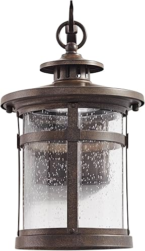 Miniatura 7 de Franklin Iron Works Callaway - Juego de 2 lámparas de pared industriales rústicas para exteriores, marco de farol LED de metal de bronce, vidrio