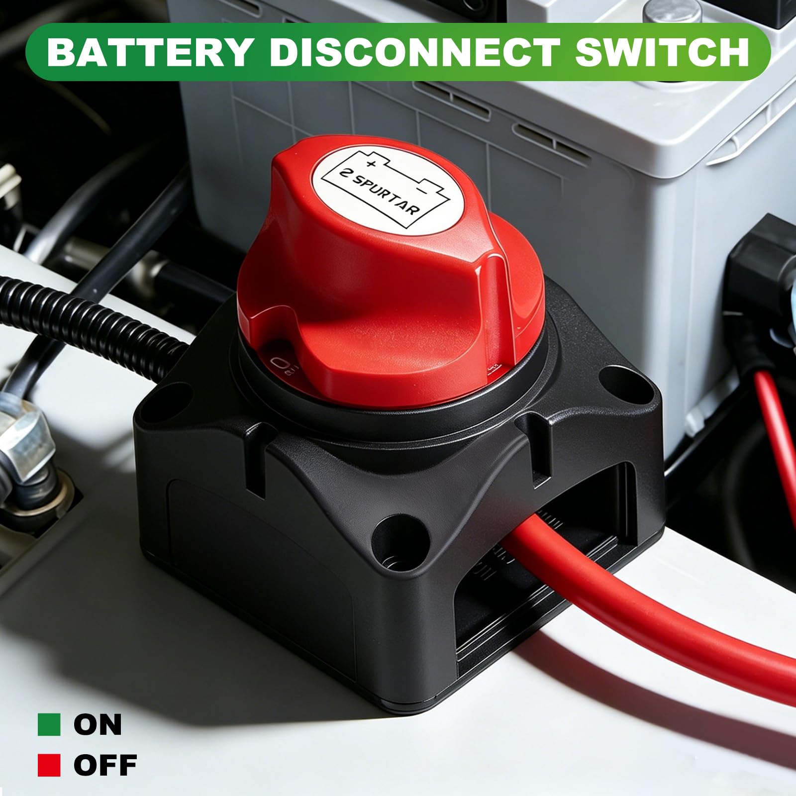 Spurtar Wyłącznik akumulatora Odłącznik główny Przełącznik 275A On-Off | 12V 24V 48V do samochodów, ciężarówek, jachtów i łodzi