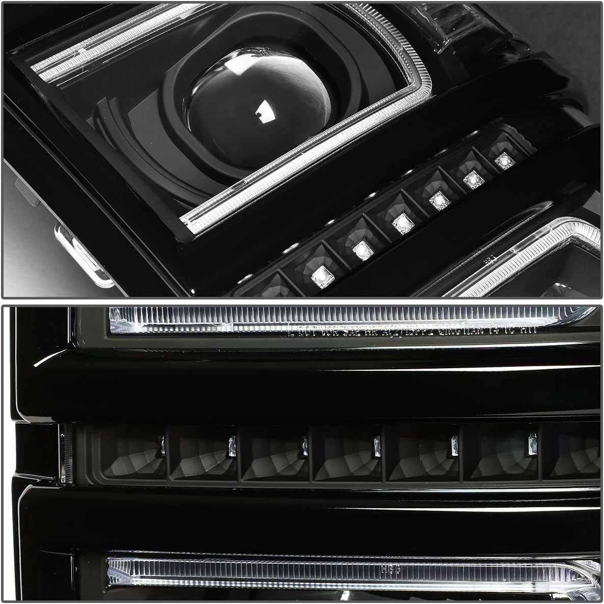 Auto Dynasty LED DRL U-Strip Black Housing Clear Corner Projector Headlight Lamps + Tool Kit Compatible with Chevy Silverado 1500 14-15