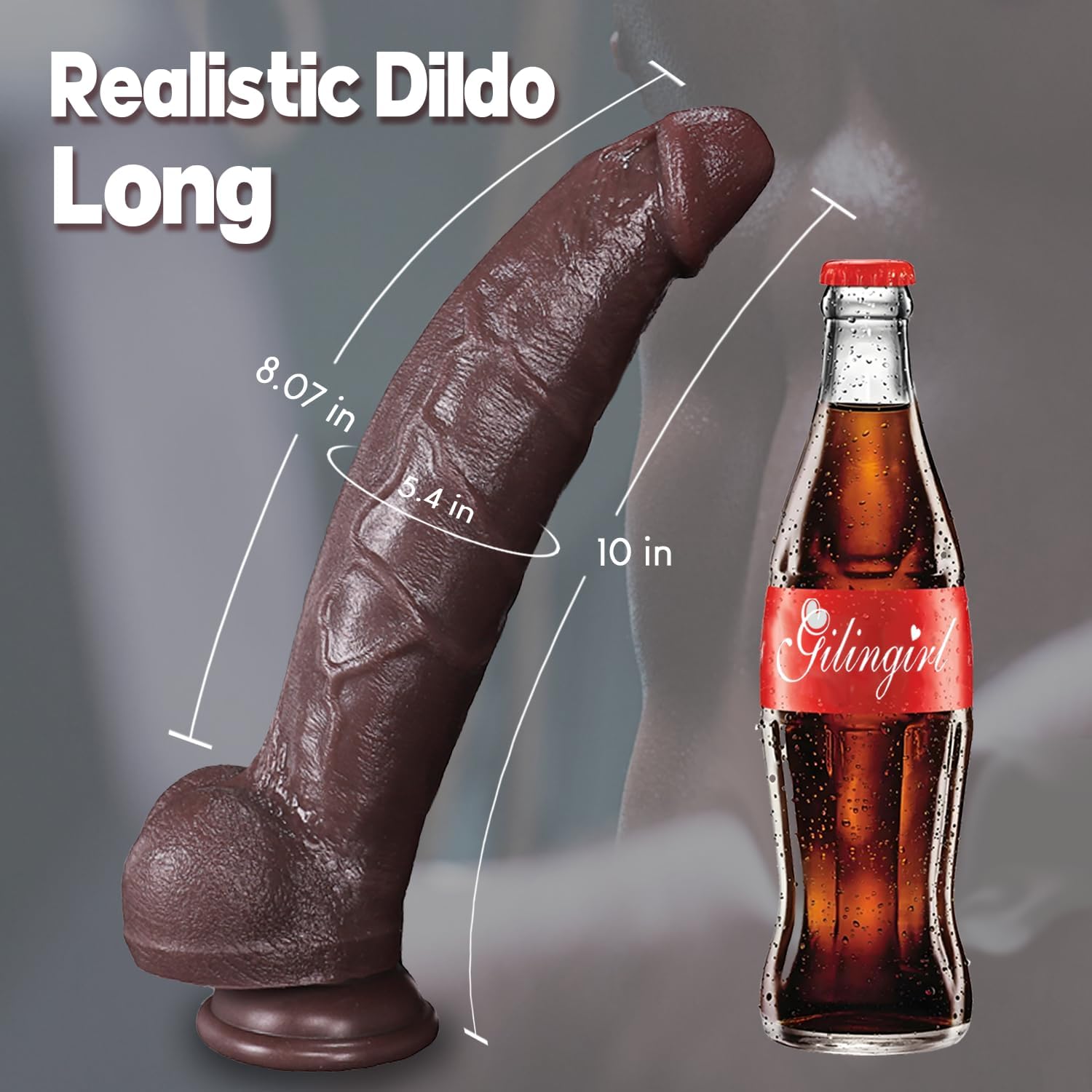 10 Inch Silicone Realistic Dildo Adult Sex Toys,Gilingirl Long Black Dildo