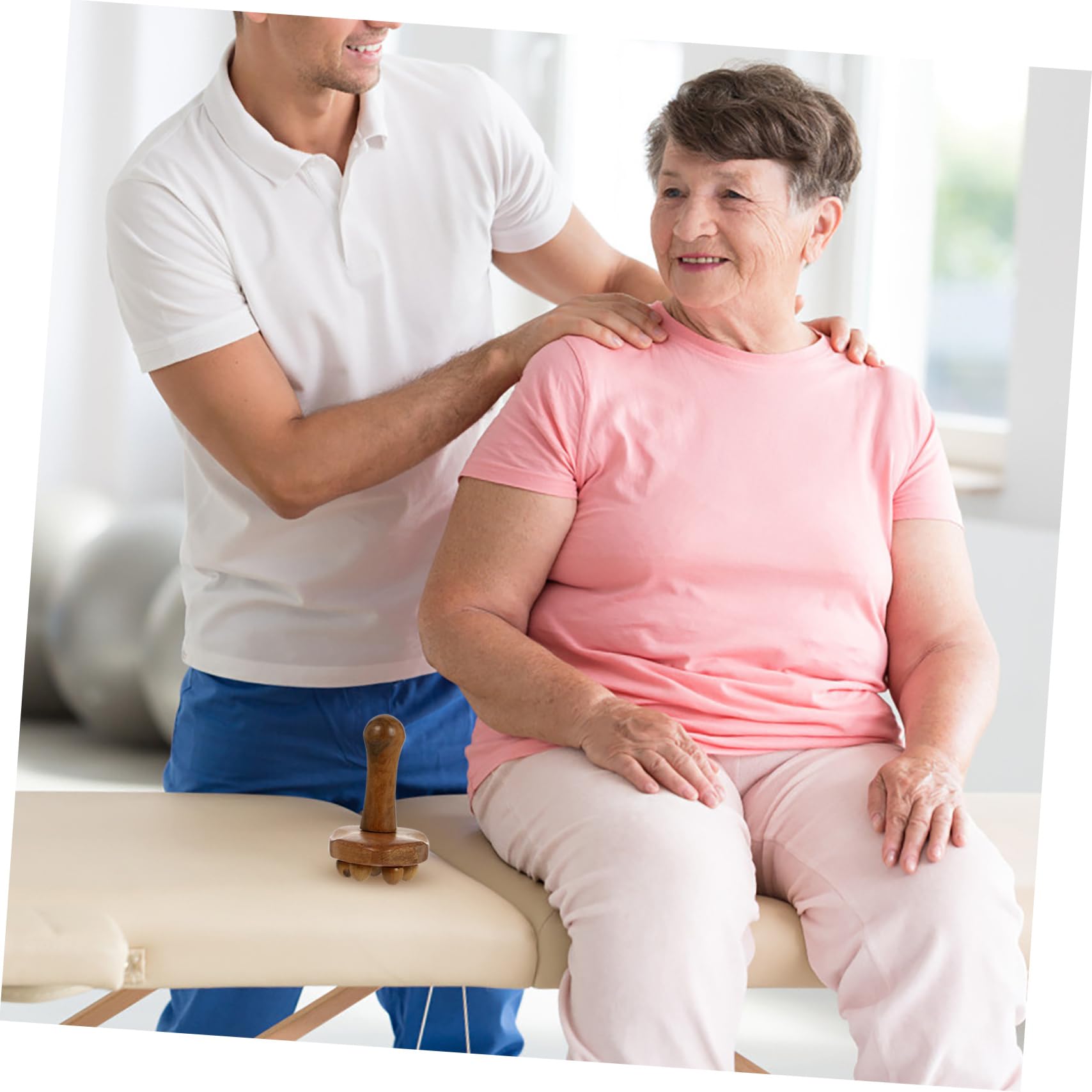 3 Piezas masajeador massager massageador aparato masaje máquina de cuerpo palo de rodillo muscular dispositivo de de partículas Madera fragante Light Brown