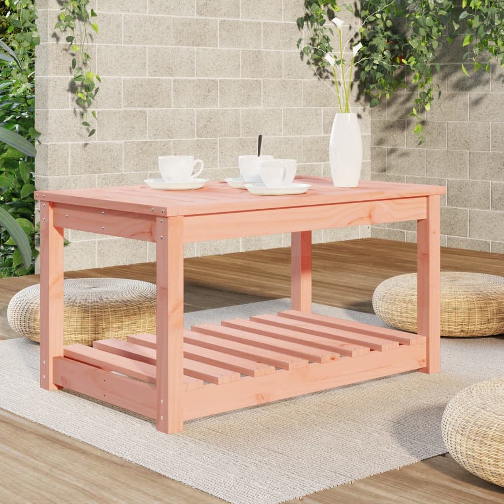 SXZenSpace Small Garden Coffee Table 82.5 x 50.5 45 cm Solid Douglas Wood, Rustic Patio Bistro with Shelf, Sturdy Outdoor Side for Balcony, Terrace or Living Room